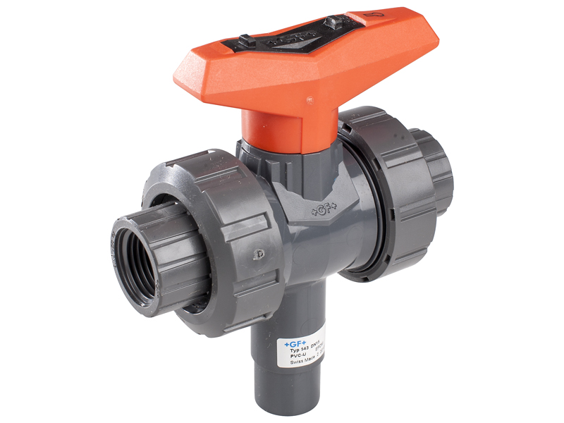 Кран шаровой 3-ходовой из ПВХ с рукояткой - цены, размеры и ...